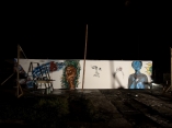 Vista nocturna, 13 de agosto. Mural por la paz, de la Brigada Martha Machado en el Malecón de La Habana